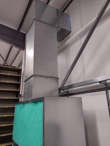 Ventilation ducting fitted in extraction chest